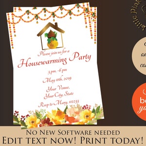 Housewarming invitation as Housewarming invite, Housewarming digital download evites & house warming invitation, indian housewarming invite