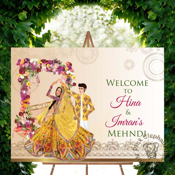 Mehndi Sign as Mehndi poster, Mehndi decor sign, Mendhi signs as Mehndi Welcome sign, Mendhi decor sign as Mehndi welcome signage, Desi sign