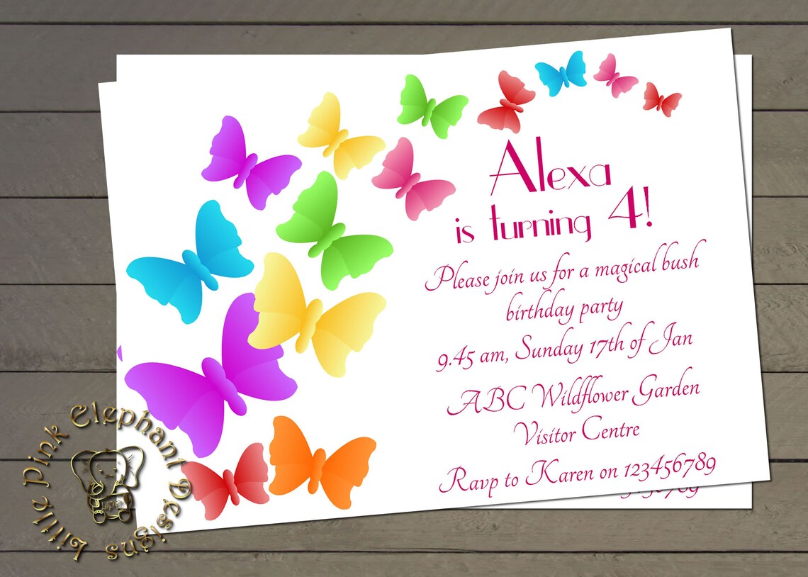 Butterfly Invitation Template Instant Download 1st Invite | Etsy