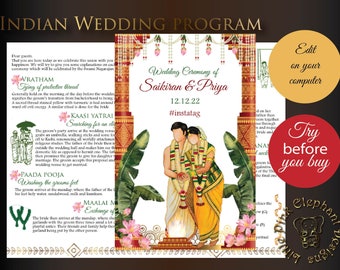 Programmes de mariage tamouls comme modèles de programmes de mariage tamouls, guides de cérémonie de mariage tamouls et programmes de mariage hindous, guides de mariage indiens