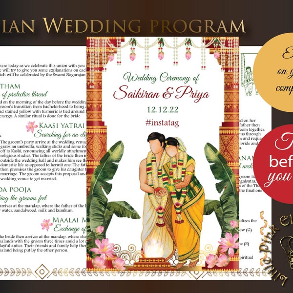 Tamil wedding programs as Tamil wedding program templates, Tamil wedding ceremony guides & Hindu wedding programs, Indian wedding guides