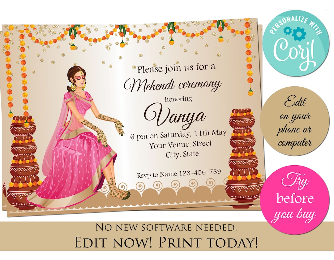 Mehndi on sale invitation card