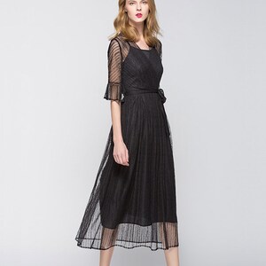 elegant black midi dress