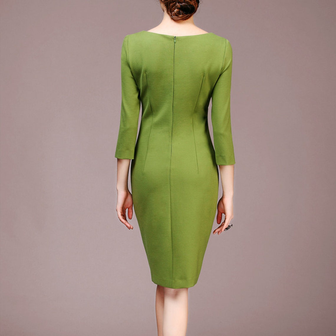 Green Dress Made to Size Elegant Women Dress Casual Dress Etsy