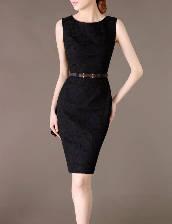 Black Lace Smart Dress Sleeveless 