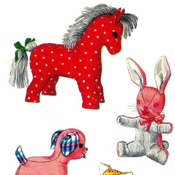 Stuffed Animals Simplicity 4915 PDF Pattern Baby Craft toy Bunny Cat Dog Horse Fabric Sewing Instant Download