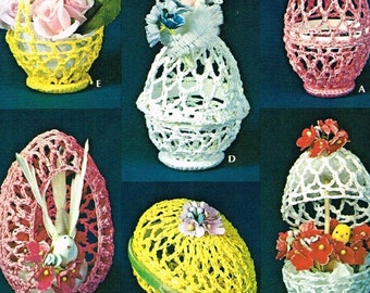 Easter Eggs Crochet Patterns - Easter Basket Vintage Crochet PDF Instant Download