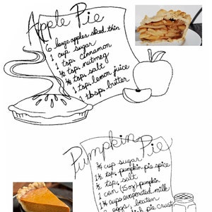 Recipe Tea Towels Hand Embroidery Motifs PDF Instant Download 17 Pages Printed on 8-1/2x11&quot; Paper