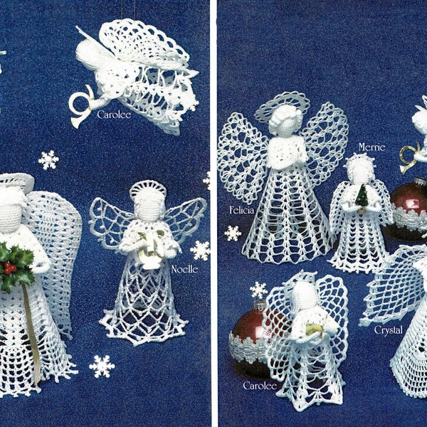 Vintage Angels Crochet Pattern Lace Christmas Angels Ornaments Felicia Holly Crystal Noelle PDF Instant Download Tree Topper Christmas Decor