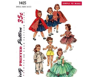 14-1/2" Doll Clothes Pattern Simplicity 1405 Toni, Miss Revlon, PDF Instant Download Prints on 8-1/2x11" Paper