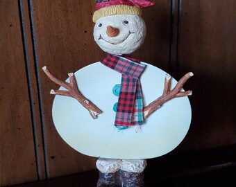 and Santa by Judy Lynn for Russ Berrie Vintage Plush Snowman by Fine Toys Circa 1980s