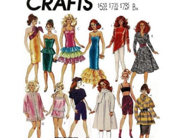 Barbie Doll Clothes Pattern McCall's 869, McCall's 3281 Vintage Sewing Pattern PDF Digital Download