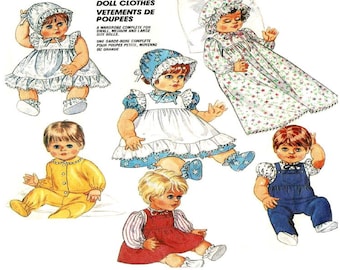 13" to 14" Baby Doll Clothes McCall's 2862 Vintage Pattern PDF Instant Download Printed on 8-1/2x11" A4 Paper