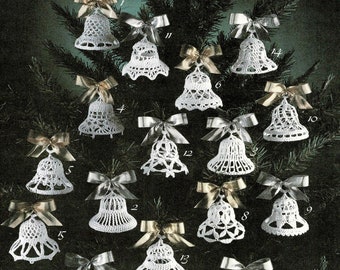 16 Christmas Bells Crochet Pattern, Christmas Ornaments, And Wedding Bells Vintage Pattern
