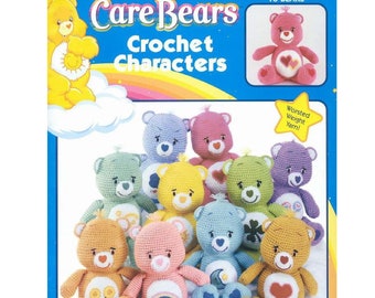 14" Tall, 10 Care Bears, Crochet Pattern Vintage Pattern PDF Digital Download on 8-1/2x11" Paper