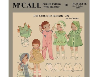 9" - 9-1/2" Doll Clothes Patsyette Pattern McCall 10 PDF Instant Download