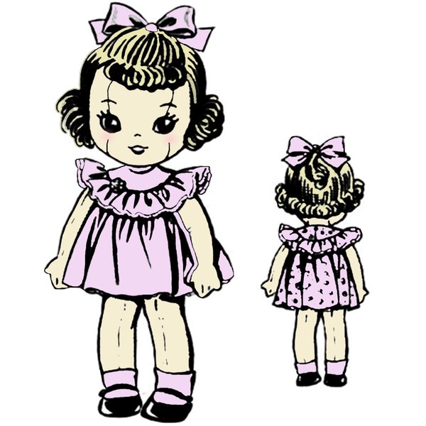 15" Doll & Doll Clothes Vintage Mail Order Pattern Doe Eye Doll PDF Instant Download Printed on 8-1/2x11" A4 Paper