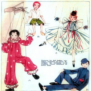 Vintage Doll Pattern Marionettes & Puppet Pattern by Edith Flack Ackley Vintage Sewing Pattern PDF Instant Download