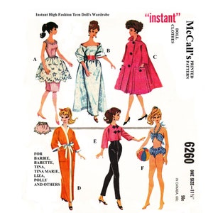 Barbie Doll Clothes Pattern McCall's 6260 Vintage Barbie Sewing Pattern PDF Instant Download