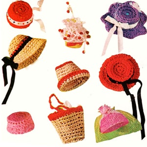 11" Doll Accessories Crochet Pattern, Hats and Purses, Vintage Pattern PDF Instant Download