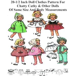 20-1/2&quot; Chatty Cathy Doll Clothes Pattern, Comes In One Size Only, Vintage Sewing Pattern From The 1960s