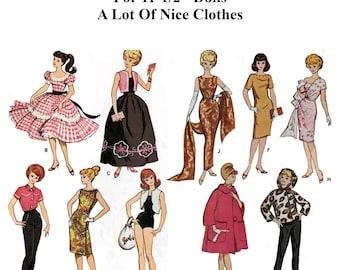 11-1/2&quot; Doll Clothes Sewing Pattern, A Lot Of Nice Doll Clothes