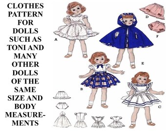 14" Doll Clothes Pattern, Miss Revlon, Sweet Sue, Toni, Curity, Crissy, Harriet Hubbard Ayers, Vintage Sewing Pattern