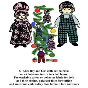 5&quot; Doll Pattern & Doll Clothes Pattern, Dollhouse Dolls, Mini Dolls Pattern, Christmas Ornaments