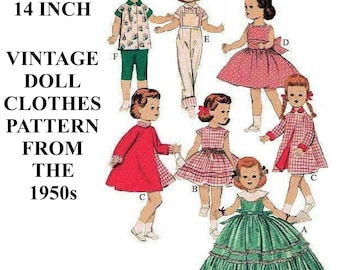14" Doll Clothes Pattern For Saucy Walker, Posie, Susan Stroller And Many Other Dolls Of The Same Size And Measurements