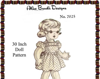 30" Doll Pattern Alice Brooks 7025 Vintage Mail Order Pattern Digital Download