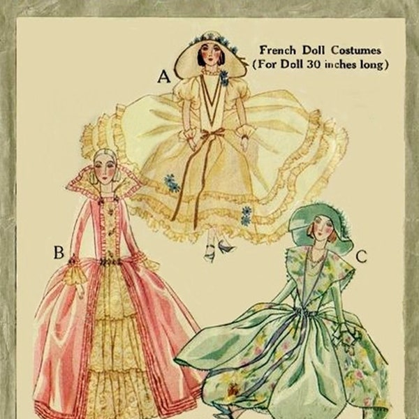 French Boudoir Doll Clothes McCall 1738 Roaring Twenties Vintage Pattern PDF Digital Download