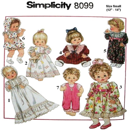 13 14 Baby Doll Clothes Pattern Simplicity 7644 Etsy
