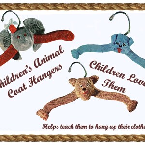 Vintage Coat Hanger Covers Crochet Pattern, Elephant, Dog & Bear PDF Instant Download