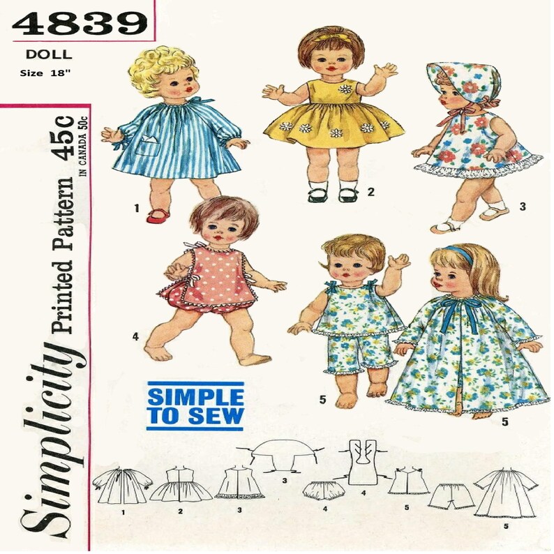 18 Chatty Baby Doll Clothes Pattern Simplicity 4938 Etsy