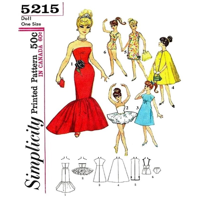 Barbie Doll Clothes Pattern Simplicity 5215 PDF Instant Etsy