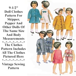 9-1/2&quot; Doll Clothes Pattern For Dolls Such As Skipper & Pepper Plus You&#39;ll Receive A Small Booklet