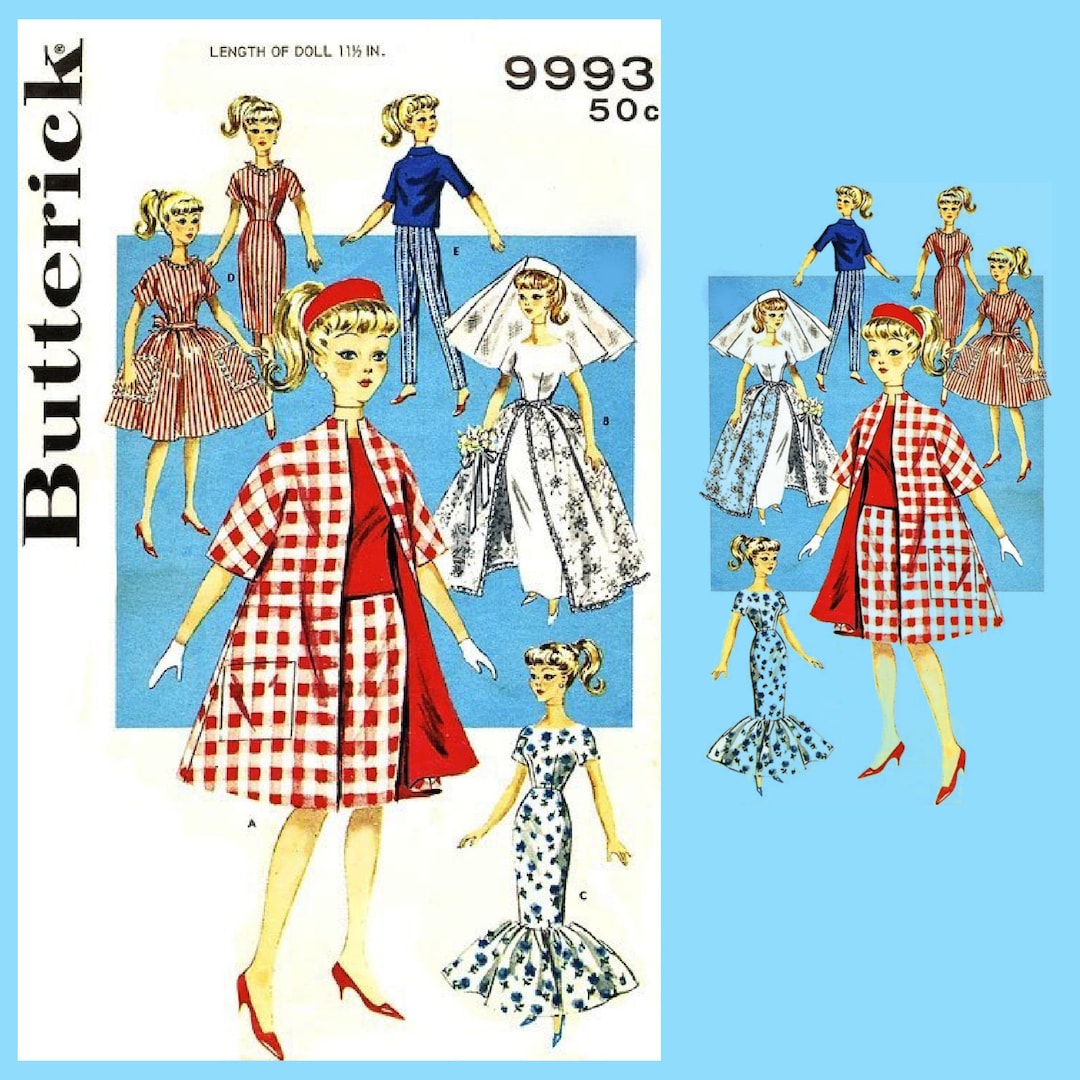 Vintage Barbie doll clothes patterns with underpants! #VintageBarbie  #VintageSewing - Free Doll Clothes Patterns