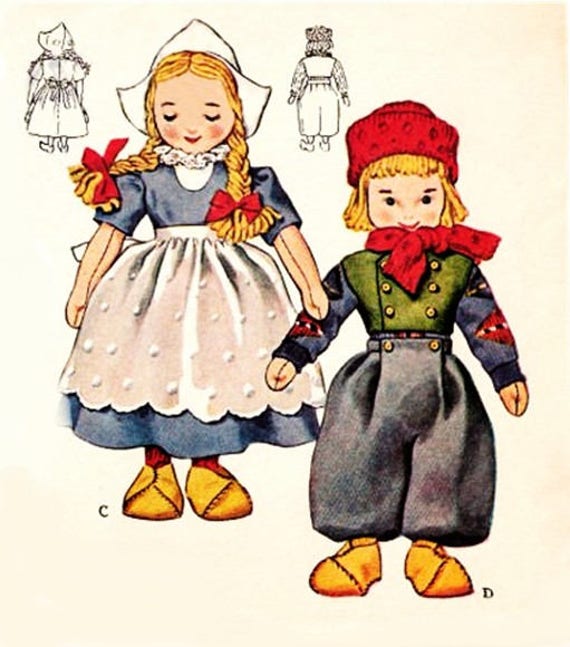 Dutch Boy /& Girl International Vintage Doll Pattern
