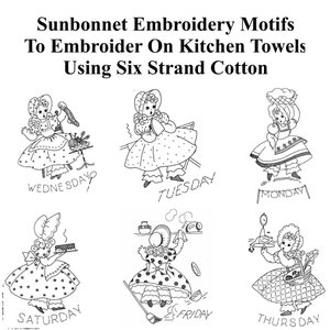 Sunbonnet Transfers Hand Embroidery Pattern PDF Digital Download