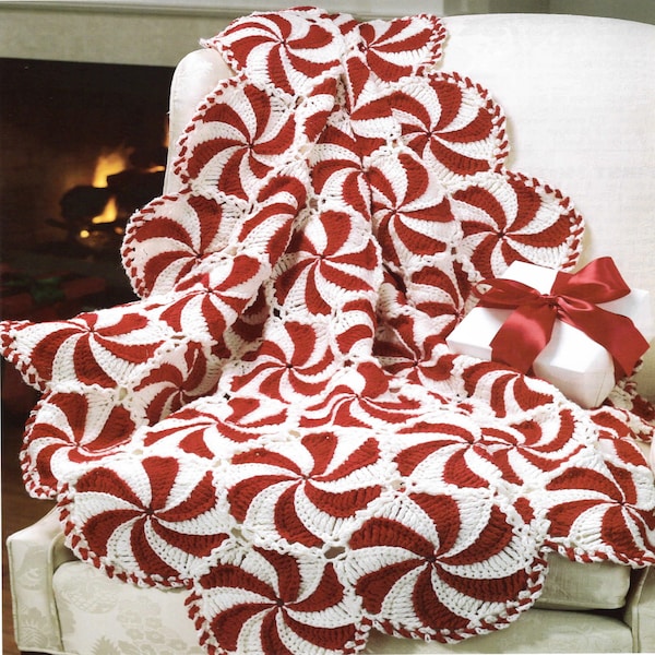 Vintage Afghan Crochet Pattern Peppermint Candy Blanket Vintage 1990s Pattern Peppermint Candy Motifs PDF Instant Download