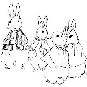 Felt Bunny Rabbits Vintage Sewing Pattern, Peter, Flopsy, Mopsy, Cottontail Instant Download