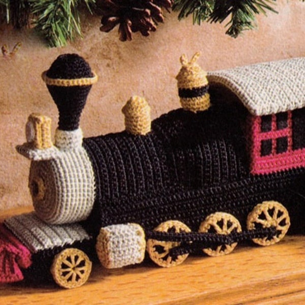Vintage Crochet Pattern Locomotive Christmas Train Engine Amigurumi Soft Sculptured  Toy PDF Digital Download Vintage Pattern