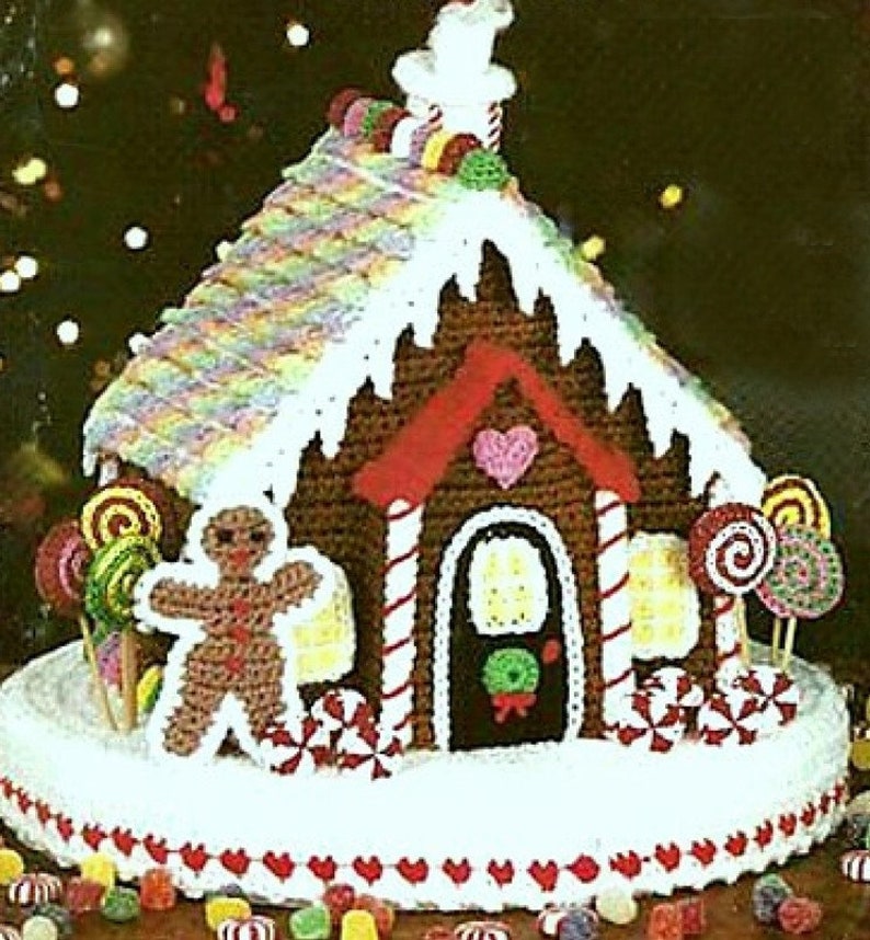 Gingerbread House Crochet Pattern Christmas Decoration Vintage Crochet Pattern PDF Instant Download image 2