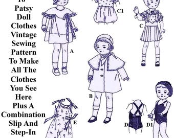 10" Patsy Doll Clothes Sewing Pattern From The 1930s