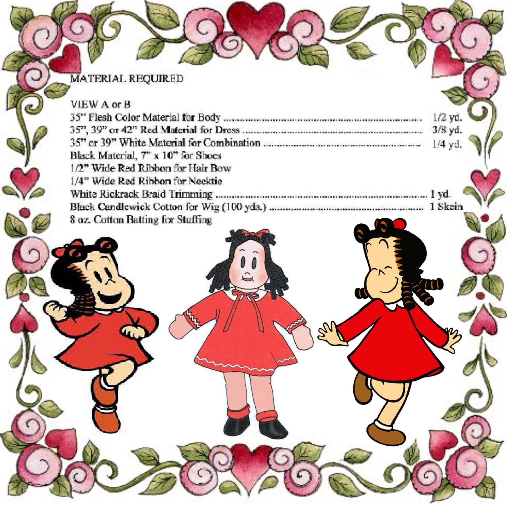 Little LuLu  Doll Pattern 1447 a 1940s Comic Book Girl doll Clothes pattern too 