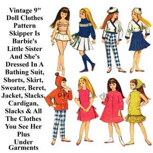 9&quot; Skipper Doll Clothes Pattern, Vintage Sewing Pattern