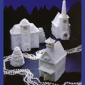 Christmas Village Crochet Pattern 3 Dimensional Stand Alone Vintage Pattern Christmas Decor PDF Instant Download