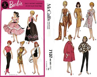 Barbie Doll Clothes Pattern Simplicity 8466 Maddie Mod Vintage