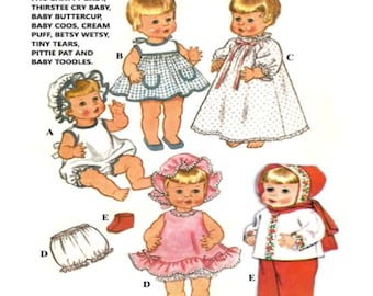19" - 21" Baby Doll Clothes Vintage Sewing Pattern