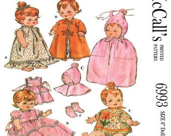 8" Baby Doll Clothes Pattern McCall's 6993 Baby Tote Bag, Baby Pebbles, Baby Chatty Cathy, Littlest Angel
